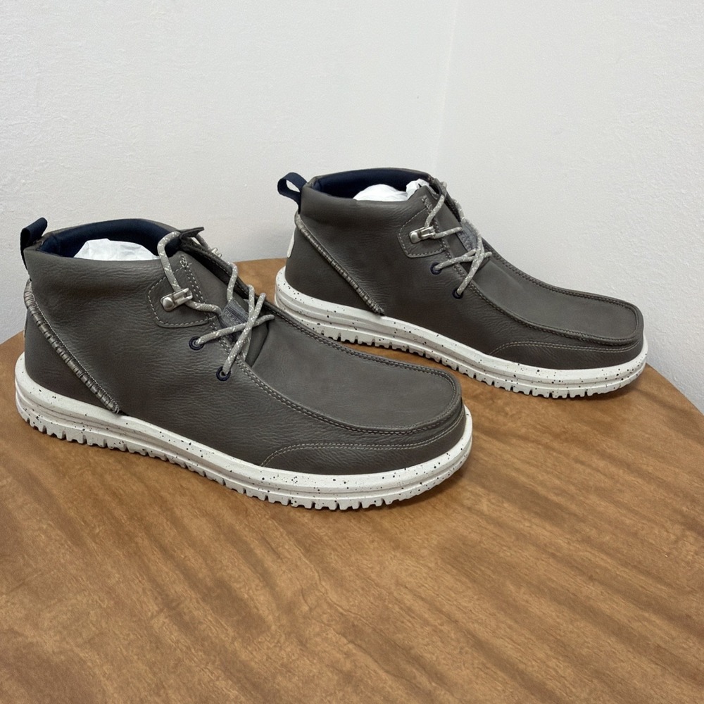 Hey Dude Bradley Chukka Classic Comfort Easy On Boots Men's 12 Gray Leather - Picture 3 of 10